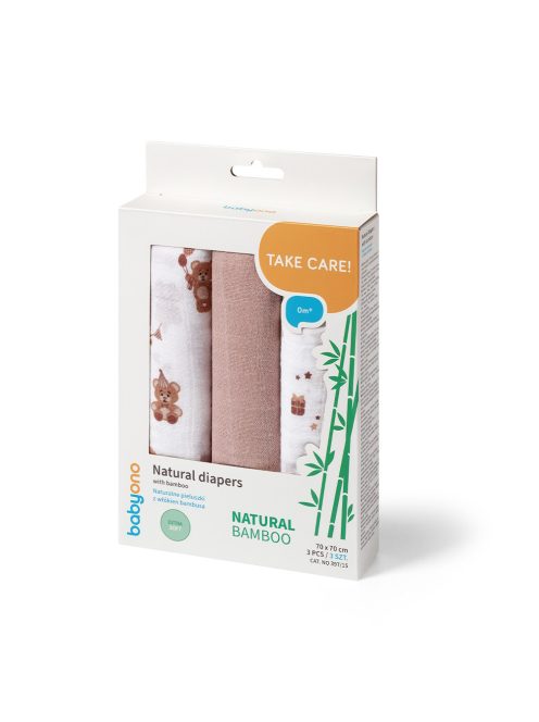 BabyOno textilpelenka színes 3db bambusz barna 397/15