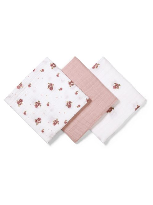 BabyOno textilpelenka színes 3db púderrózsaszín rózsamintás 348/13