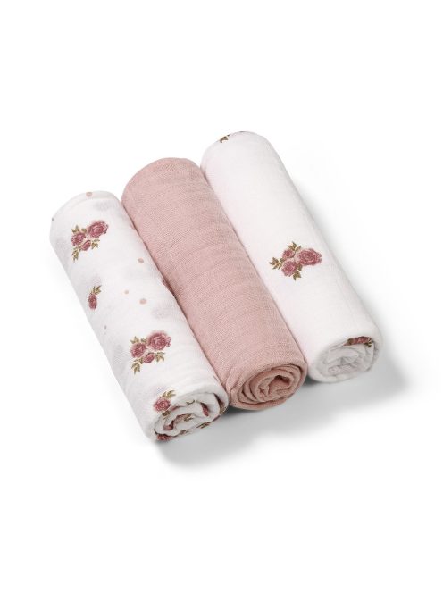 BabyOno textilpelenka színes 3db púderrózsaszín rózsamintás 348/13