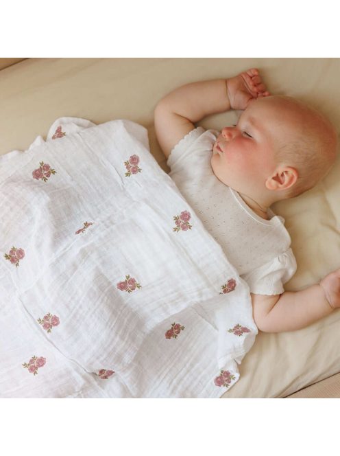 BabyOno textilpelenka színes 3db púderrózsaszín rózsamintás 348/13