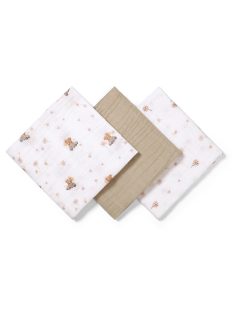 BabyOno textilpelenka színes 3db taupe macimintás 348/15