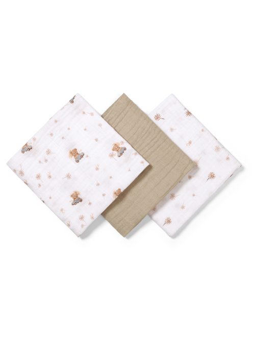 BabyOno textilpelenka színes 3db taupe macimintás 348/15