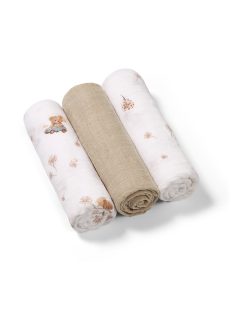 BabyOno textilpelenka színes 3db taupe macimintás 348/15