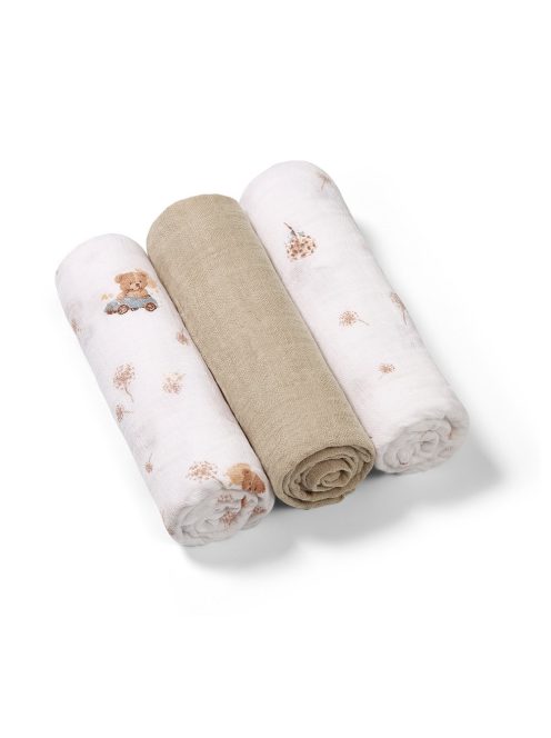 BabyOno textilpelenka színes 3db taupe macimintás 348/15