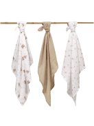 BabyOno textilpelenka színes 3db taupe macimintás 348/15