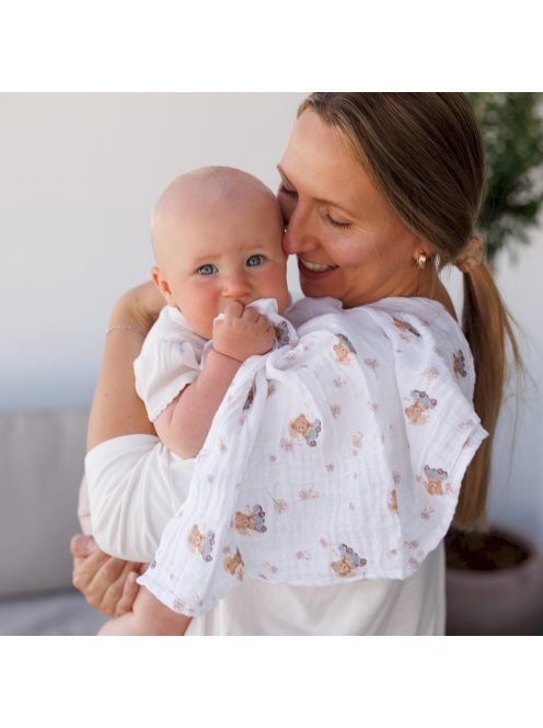BabyOno textilpelenka színes 3db taupe macimintás 348/15