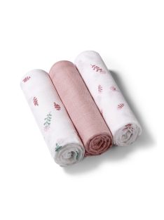   BabyOno textilpelenka színes 3db púderrózsaszín levélmintás 348/17