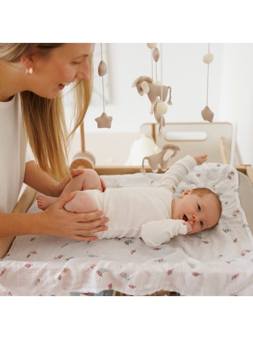 BabyOno textilpelenka színes 3db púderrózsaszín levélmintás 348/17
