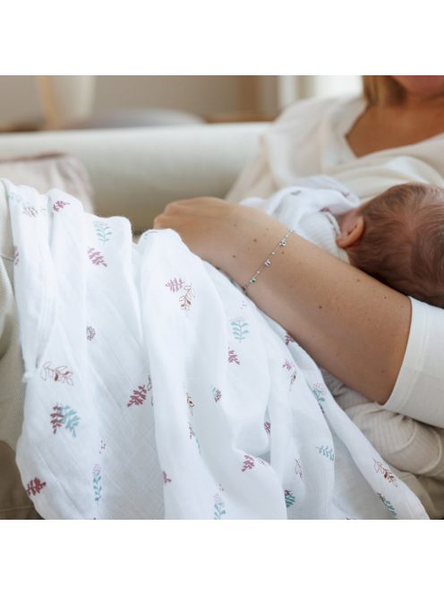 BabyOno textilpelenka színes 3db púderrózsaszín levélmintás 348/17