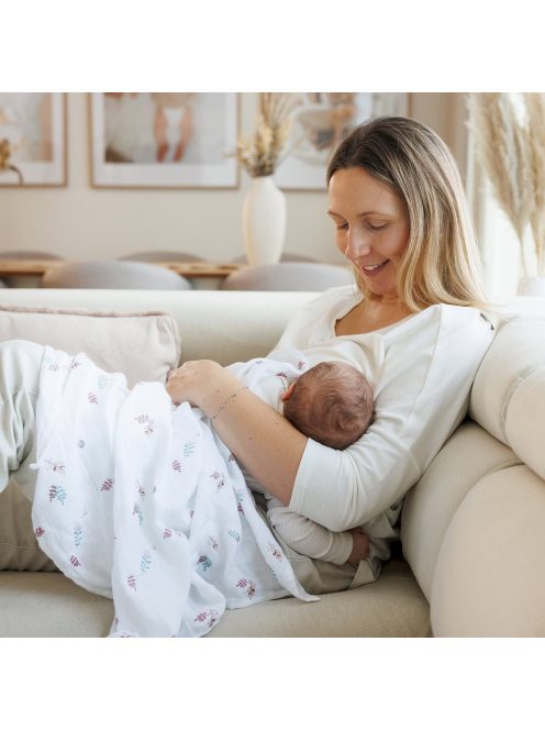 BabyOno textilpelenka színes 3db púderrózsaszín levélmintás 348/17