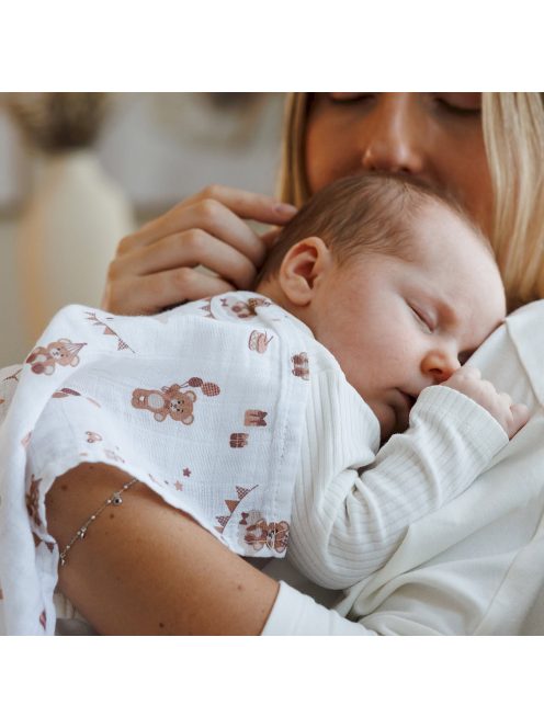 BabyOno textilpelenka színes 3db világosbarna lufis macimintás 348/18
