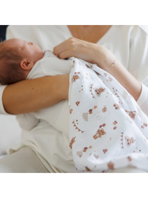 BabyOno textilpelenka színes 3db világosbarna lufis macimintás 348/18