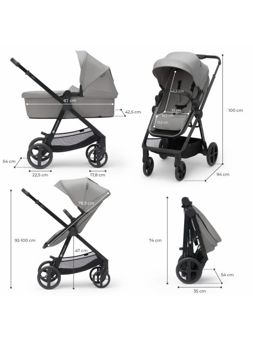 Kinderkraft babakocsi többfunkciós NEWLY 3in1 MINK PRO  szürke