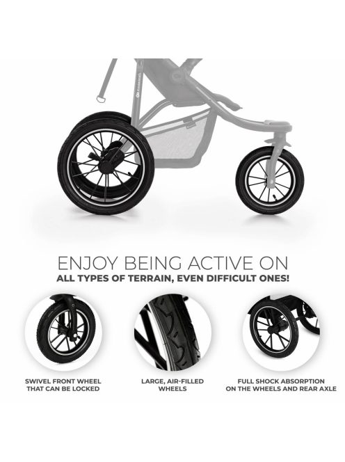 Kinderkraft babakocsi minden terepre Helsi 2 szürke