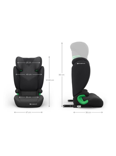 Kinderkraft gyerekülés Junior Fix 2 PLUS i-Size Isofix 100-150cm fekete