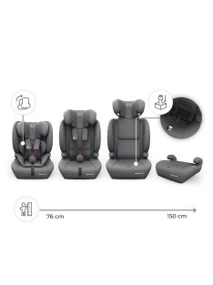   Kinderkraft gyerekülés és ülésmagasító Comfort Up II PLUS i-Size 76-150cm szürke