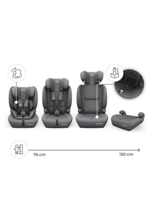 Kinderkraft gyerekülés és ülésmagasító Comfort Up II PLUS i-Size 76-150cm szürke