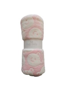   Soffi Baby takaró plüss dupla rózsaszín fehér macipofi 75x100cm