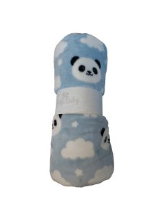   Soffi Baby takaró plüss dupla kék fehér pandapofi 75x100cm