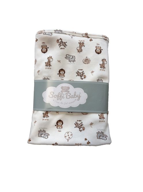Soffi Baby takaró pamut dupla barna állatok 80x100cm