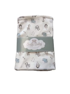 Soffi Baby takaró pamut dupla kék elefántok 80x100cm