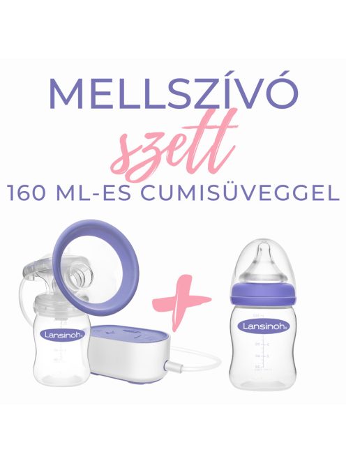 Lansinoh 2 fázisú kompakt elektromos mellszívó 160ml cumisüveggel és mintacsomaggal szettben