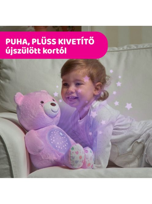 Chicco Baby Bear plüss maci projektorvetítö és éjszakai lámpa rózsaszín