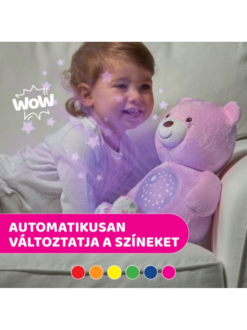 Chicco Baby Bear plüss maci projektorvetítö és éjszakai lámpa rózsaszín
