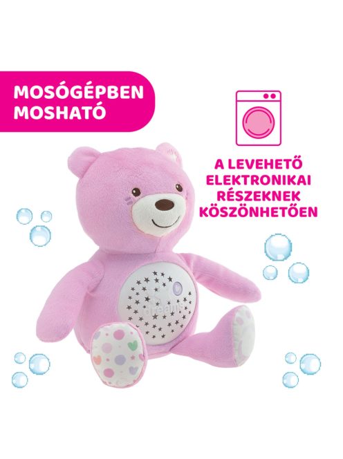 Chicco Baby Bear plüss maci projektorvetítö és éjszakai lámpa rózsaszín
