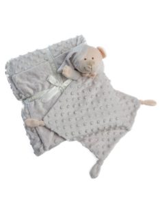   Gamberritos takaró - plüss buborékos anyagú 80x110cm plüss szundikendõvel maci szürke 10339