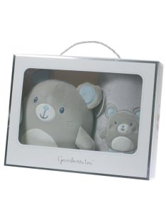   Gamberritos takaró wellsoft 80x110cm plüss játékkal szürke/kék maci 10757