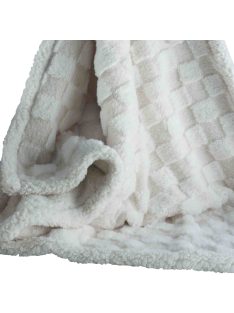   Gamberritos takaró plüss/sherpa kockás 80x110cm bézs 10760