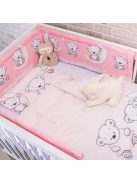 DOMBABY 3 részes ágynemű garnitúra fejvédővel MACIS PINK