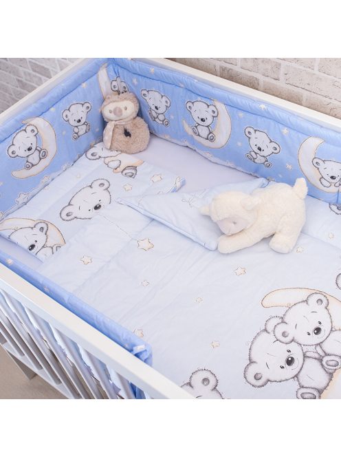 DOMBABY 3 részes ágynemű garnitúra fejvédővel  MACIS KÉK