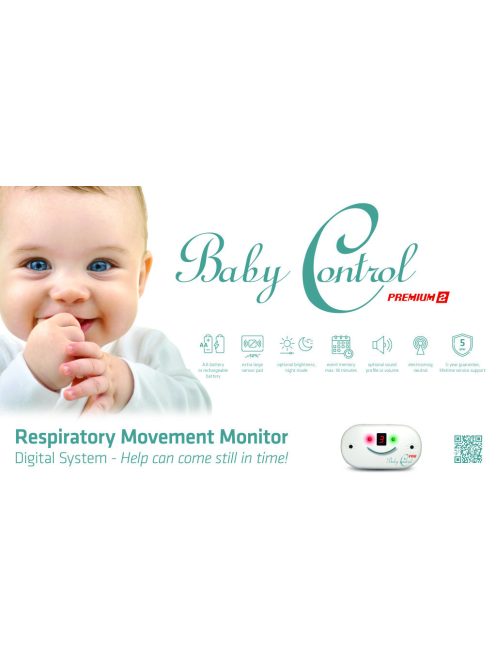 Baby Control Premium 2 légzésfigyelő készülék 2 extra nagy lappal