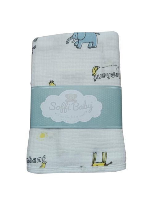 Soffi Baby takaró muszlin dupla elefánt és zsiráf 70x90cm