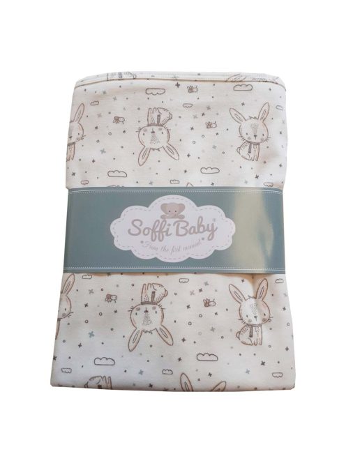 Soffi Baby takaró pamut dupla nyuszik barna 80x100cm