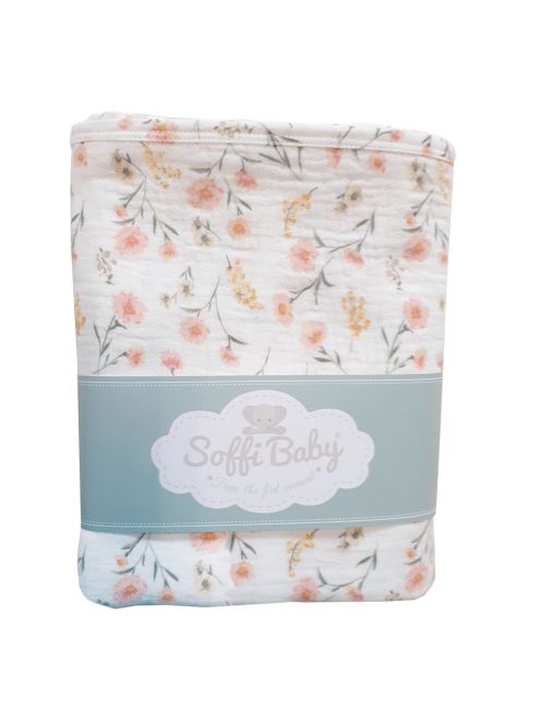 Soffi Baby takaró muszlin dupla virágmintás 70x90cm