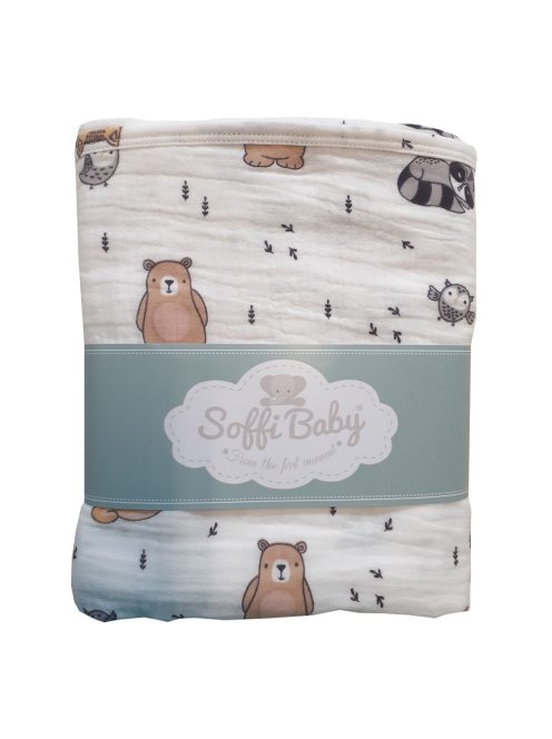 Soffi Baby takaró muszlin dupla mosómedvés 70x90cm