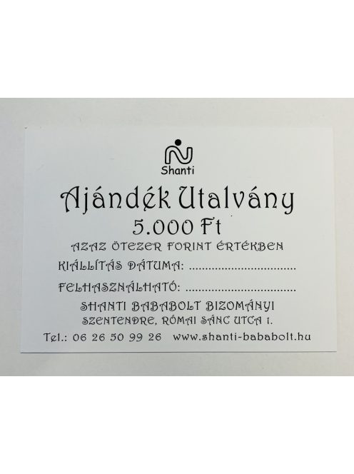 Ajándékutalvány sárga 5000Ft